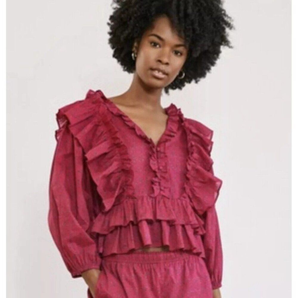 Something Navy Revolve Audrey Ruffle Top Pink Size Medium